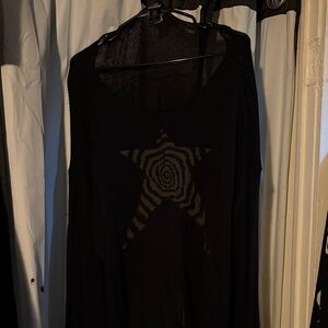 Collusion Black Mesh Star Sweater Top